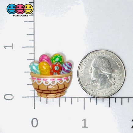 Easter Egg Basket Holiday Flatback Charms Spring Craft Supply 10pcs - Fake Food