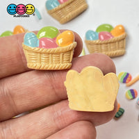 Easter Egg Basket Mini Flatback Charms Cabochons Colored Eggs Decoden 10 Pcs Charm