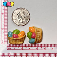 Easter Egg Basket Mini Flatback Charms Cabochons Colored Eggs Decoden 10 Pcs Charm
