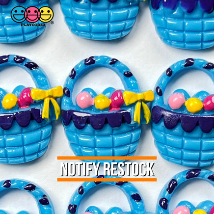 Easter Egg Basket Mini With Ribbon Flatback Charms Cabochons Colored Eggs Decoden 2 Colors 10 Pcs