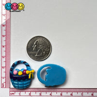 Easter Egg Basket Mini With Ribbon Flatback Charms Cabochons Colored Eggs Decoden 2 Colors 10 Pcs