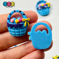 Easter Egg Basket Mini With Ribbon Flatback Charms Cabochons Colored Eggs Decoden 2 Colors 10 Pcs
