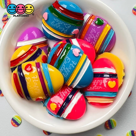 Easter Egg Multi Color Flatback Charms Cabochons Chick Eggs Decoden 12 Pcs Charm