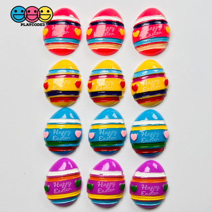 Easter Egg Multi Color Flatback Charms Cabochons Chick Eggs Decoden 12 Pcs Charm