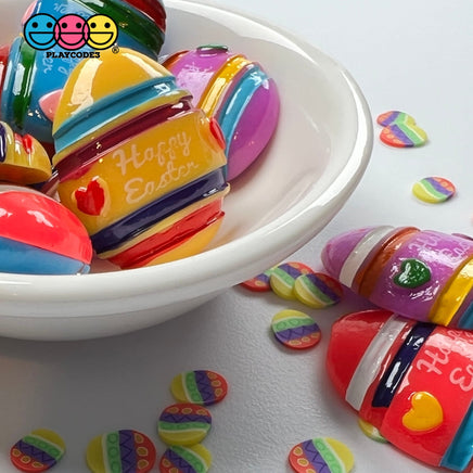 Easter Egg Multi Color Flatback Charms Cabochons Chick Eggs Decoden 12 Pcs Charm