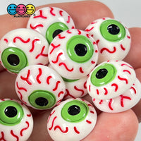 Eyeballs Green Bloodshot Eyes Cabochon Charm Halloween Flat Back Decoden 10 Pcs