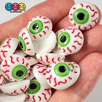 Eyeballs Green Bloodshot Eyes Cabochon Charm Halloween Flat Back Decoden 10 Pcs