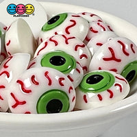 Eyeballs Green Bloodshot Eyes Cabochon Charm Halloween Flat Back Decoden 10 Pcs
