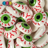 Eyeballs Green Bloodshot Eyes Cabochon Charm Halloween Flat Back Decoden 10 Pcs