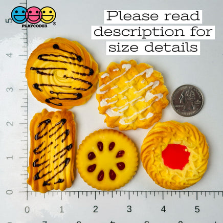 Fake Butter Sugar Cookie Biscuit Shortbread Chocolate Drizzle Jam Sandwich Waffle Food Plastic