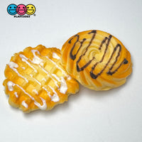 Fake Butter Sugar Cookie Biscuit Shortbread Chocolate Drizzle Jam Sandwich Waffle Food Plastic