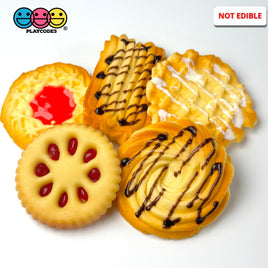 Fake Butter Sugar Cookie Biscuit Shortbread Chocolate Drizzle Jam Sandwich Waffle Food Plastic