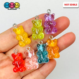 Fake Clear Gummy Bear With Hooks Flatback Cabochons Jewelry Decoden Charm 14 Pcs