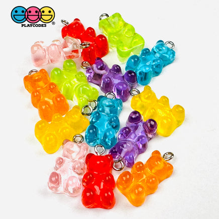 Fake Clear Gummy Bear With Hooks Flatback Cabochons Jewelry Decoden Charm 14 Pcs