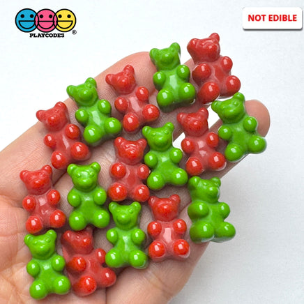 Christmas Holiday Fake Gummy Bear Red Green Flatback Cabochons Decoden Charm 16 pcs PLAYCODE3 LLC Charm