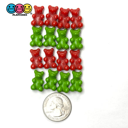 Christmas Holiday Fake Gummy Bear Red Green Flatback Cabochons Decoden Charm 16 pcs PLAYCODE3 LLC Charm