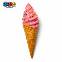 Fake Ice Cream Cone Soft Serve Waffle Prop Chocolate Strawberry Vanilla Realistic Faux Food Decor 3 pcs PLAYCODE3 LLC