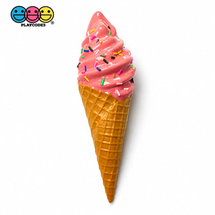 Fake Ice Cream Cone Soft Serve Waffle Prop Chocolate Strawberry Vanilla Realistic Faux Food Decor 3 pcs PLAYCODE3 LLC