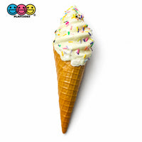 Fake Ice Cream Cone Soft Serve Waffle Prop Chocolate Strawberry Vanilla Realistic Faux Food Decor 3 pcs PLAYCODE3 LLC
