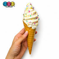 Fake Ice Cream Cone Soft Serve Waffle Prop Chocolate Strawberry Vanilla Realistic Faux Food Decor 3 pcs PLAYCODE3 LLC