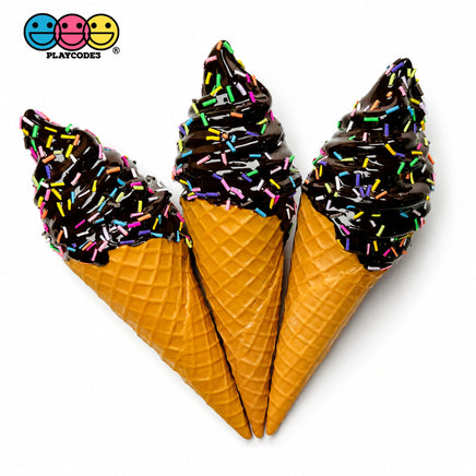 Fake Ice Cream Cone Soft Serve Waffle Prop Chocolate Strawberry Vanilla Realistic Faux Food Decor 3 pcs PLAYCODE3 LLC
