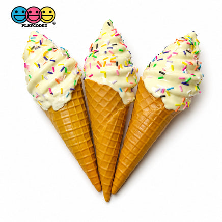 Fake Ice Cream Cone Soft Serve Waffle Prop Chocolate Strawberry Vanilla Realistic Faux Food Decor 3 pcs PLAYCODE3 LLC