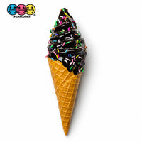Fake Ice Cream Cone Soft Serve Waffle Prop Chocolate Strawberry Vanilla Realistic Faux Food Decor 3 pcs PLAYCODE3 LLC