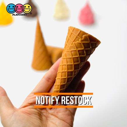 Fake Ice Cream Waffle Cone Solid Plastic Silicon Food Prop 3 Pcs