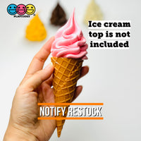 Fake Ice Cream Waffle Cone Solid Plastic Silicon Food Prop 3 Pcs