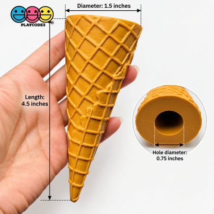 Fake Ice Cream Waffle Cone Solid Plastic Silicon Food Prop 3 pcs - Fake Food