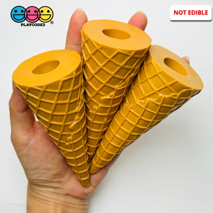 Fake Ice Cream Waffle Cone Solid Plastic Silicon Food Prop 3 pcs - Fake Food