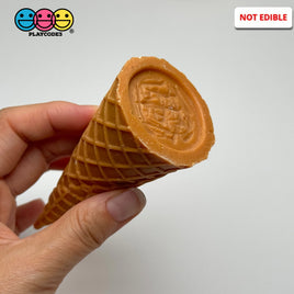 Fake Ice Cream Waffle Cone Solid Plastic Silicon Food Prop 3 Pcs