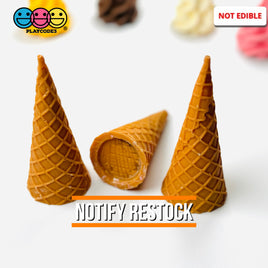 Fake Ice Cream Waffle Cone Solid Plastic Silicon Food Prop 3 Pcs