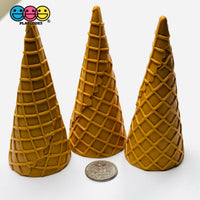 Fake Ice Cream Waffle Cone Solid Plastic Silicon Food Prop 3 pcs - Fake Food