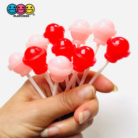 Fake Lollipop Red Pink Mix Charms Decoden Fake Bake Valentine’s Craft Supplies (10 pcs) PLAYCODE3 LLC Fake Food