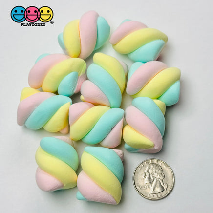 Fake Marshmallow Twist Air Dry Clay Hard Fake Food Props Fake bake Decor Pastel pink blue yellow - Fake Food