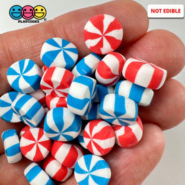 Fake Candy Swirl Peppermint Mints Mix 4Th Of July Theme Charms Polymer Clay Candies 30 Pcs Decoden