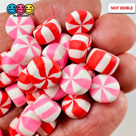 Fake Candy Swirl Peppermint Mints Mix Valentines Day Theme Charms Polymer Clay Candies 30 Pcs