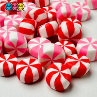 Fake Candy Swirl Peppermint Mints Mix Valentines Day Theme Charms Polymer Clay Candies 30 Pcs