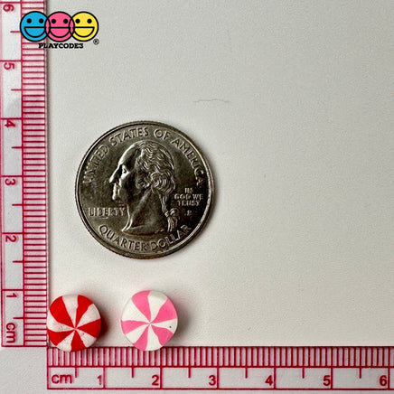 Fake Candy Swirl Peppermint Mints Mix Valentines Day Theme Charms Polymer Clay Candies 30 Pcs
