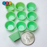 Fake Mini Cupcake Muffin Tin Mold Cabochons Decoden Charm 9/10 Pcs Green 10Pcs