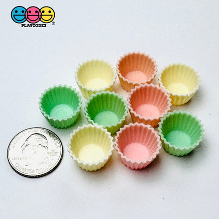 Fake Mini Cupcake Muffin Tin Mold Cabochons Decoden Charm 9/10 Pcs Mixes 9Pcs 3Pcs Each Color