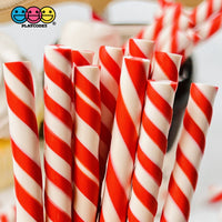 Candy Cane Swirl Peppermint Sticks Charms Fake Candies Charm Solid Cabochons 10 Pcs Food