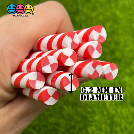 Peppermint Sticks Candy Cane Swirl Charms Fake Candies Charm Solid Cabochons 2.6 Inches 10 Pcs Food