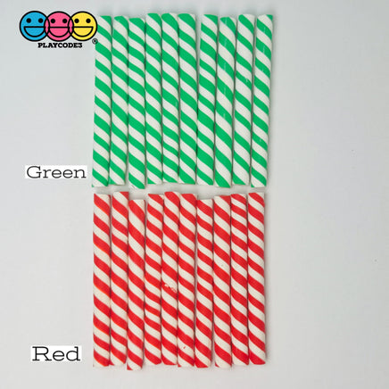 Peppermint Sticks Candy Cane Swirl Charms Fake Candies Charm Solid Cabochons 2.6 Inches 10 Pcs Red