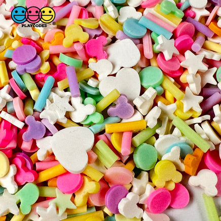 Fake Sprinkle Pastel Color Mix - Polymer Clay Sprinkles Fimo Slices Confetti Heart & Mouse Slime