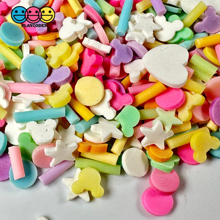 Fake Sprinkle Pastel Color Mix - Polymer Clay Sprinkles Fimo Slices Confetti Heart & Mouse Slime