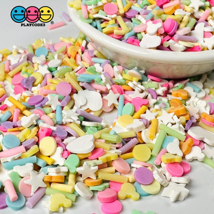 Fake Sprinkle Pastel Color Mix - Polymer Clay Sprinkles Fimo Slices Confetti Heart & Mouse Slime