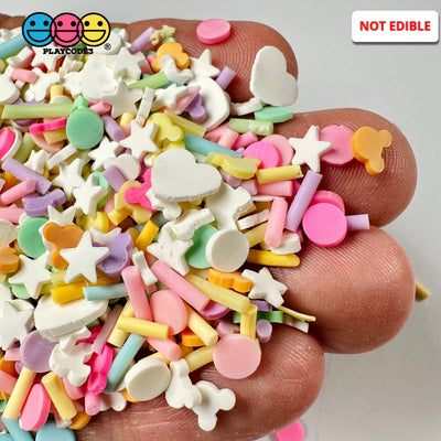 Fake Sprinkle Pastel Color Mix - Polymer Clay Sprinkles Fimo Slices Confetti Heart & Mouse Slime