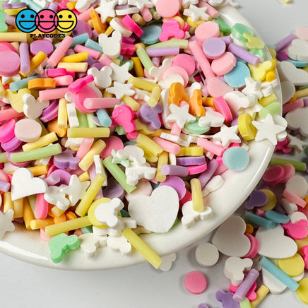 Fake Sprinkle Pastel Color Mix - Polymer Clay Sprinkles Fimo Slices Confetti Heart & Mouse Slime